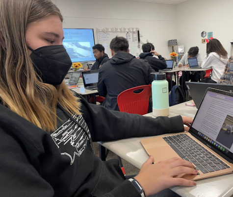 student wears mask in class