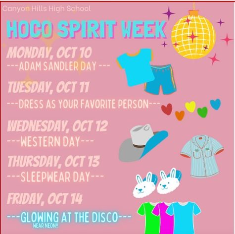 spirit week calendar