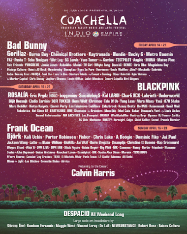 Coachella's lineup flier posted on the Coachella instagram