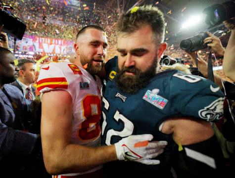jason and travis kelce after super bowl