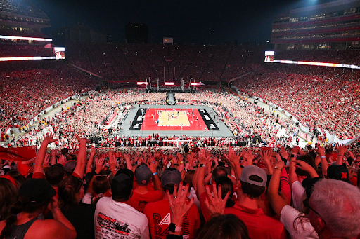 Photo of attendance of Nebraska versus Nebraska Omaha Volleyball Game 
