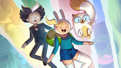The advertised image on streaming service MAX for the show ‘Fionna and Cake’, focusing on the three main characters of the show Simon, Fionna, and Cake.