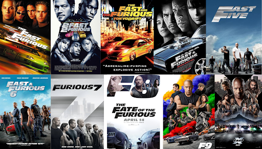 All 10 of the “Fast and Furious” movies in the franchise.
