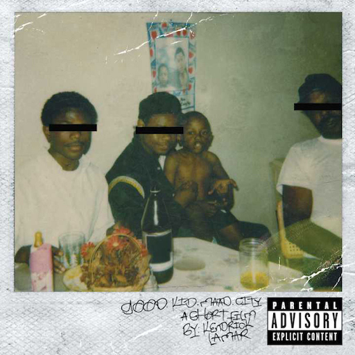 This image shows Kendrick Lamar as a baby and the album cover for Good Kid m.A.A.d City. The image shows how Kendrick was raised in Compton, California through his innocent eyes. Everybody else has their eyes crossed out because Kendrick is the only one with childhood innocence.